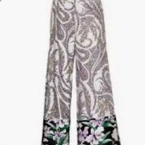 Tahari Black and Purple Floral Wide-Leg Pants